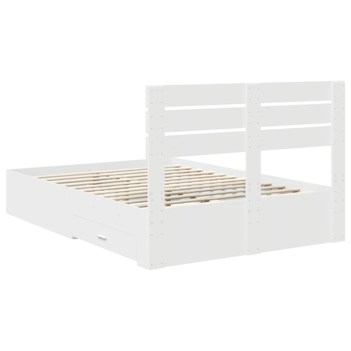 Cadru de pat cu sertar cu headboard cu depozitare Lemn compozit - WALTI WALTI