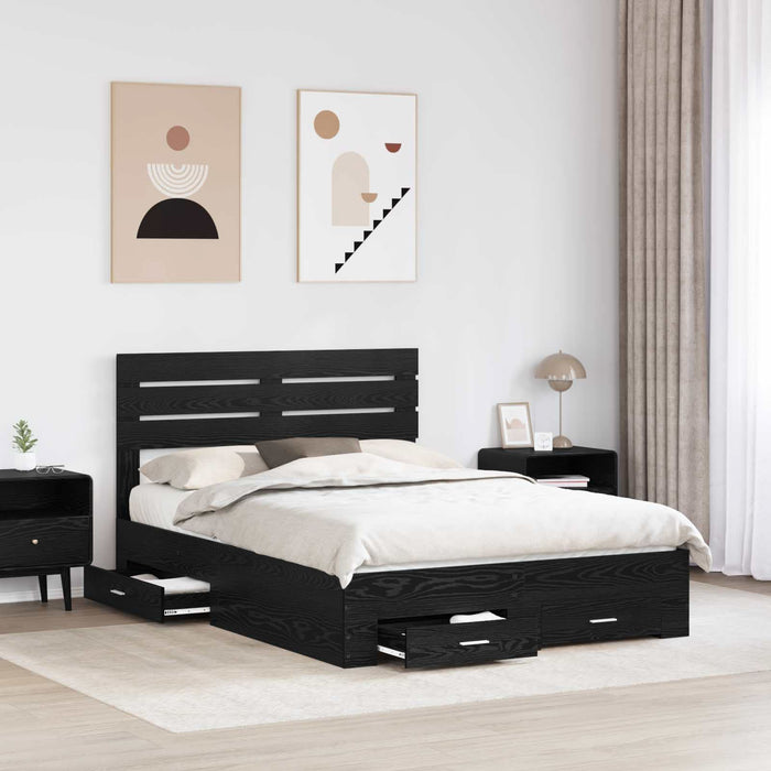 Cadru de pat cu sertar cu headboard cu depozitare Lemn compozit - WALTI WALTI
