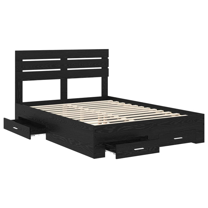 Cadru de pat cu sertar cu headboard cu depozitare Lemn compozit - WALTI WALTI
