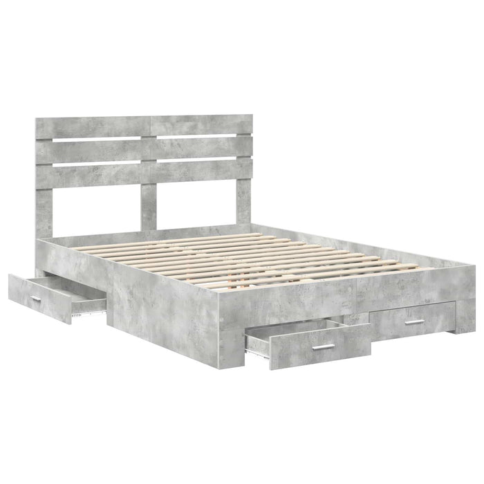 Cadru de pat cu sertar cu headboard cu depozitare Lemn compozit - WALTI WALTI