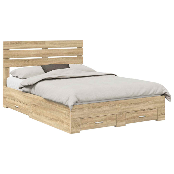 Cadru de pat cu sertar cu headboard cu depozitare Lemn compozit - WALTI WALTI