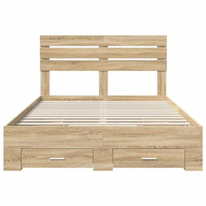 Cadru de pat cu sertar cu headboard cu depozitare Lemn compozit - WALTI WALTI