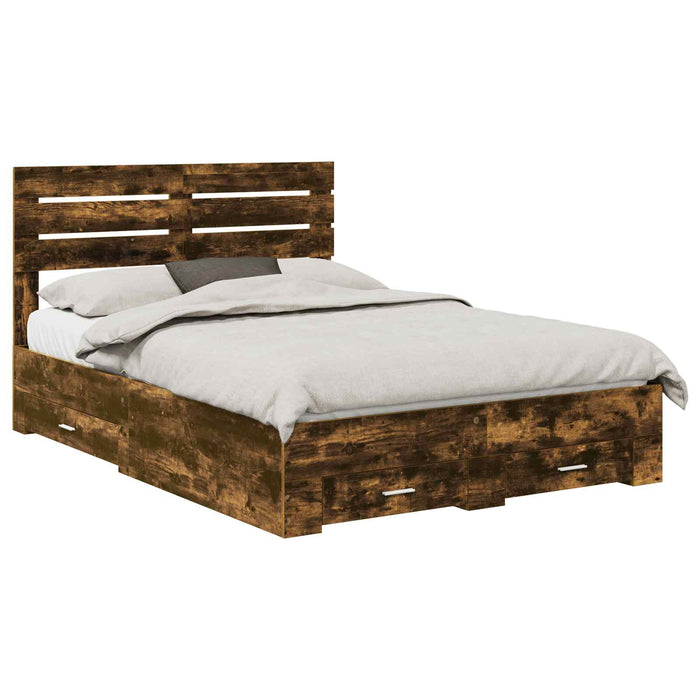 Cadru de pat cu sertar cu headboard cu depozitare Lemn compozit - WALTI WALTI