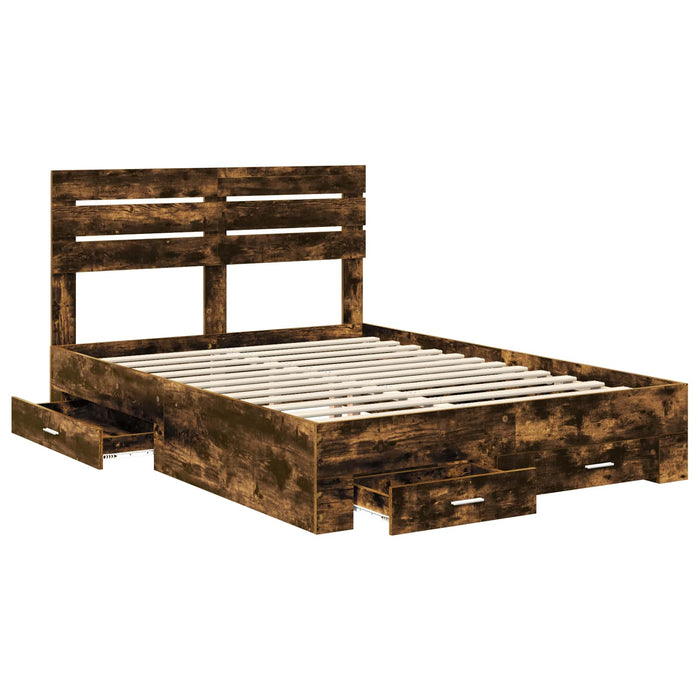 Cadru de pat cu sertar cu headboard cu depozitare Lemn compozit - WALTI WALTI