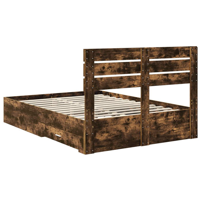 Cadru de pat cu sertar cu headboard cu depozitare Lemn compozit - WALTI WALTI