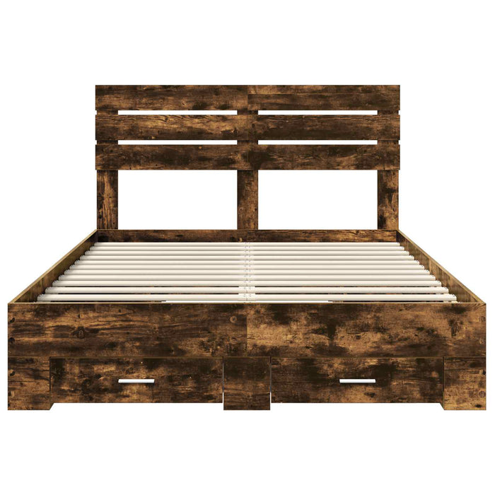 Cadru de pat cu sertar cu headboard cu depozitare Lemn compozit - WALTI WALTI