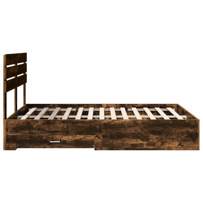 Cadru de pat cu sertar cu headboard cu depozitare Lemn compozit - WALTI WALTI