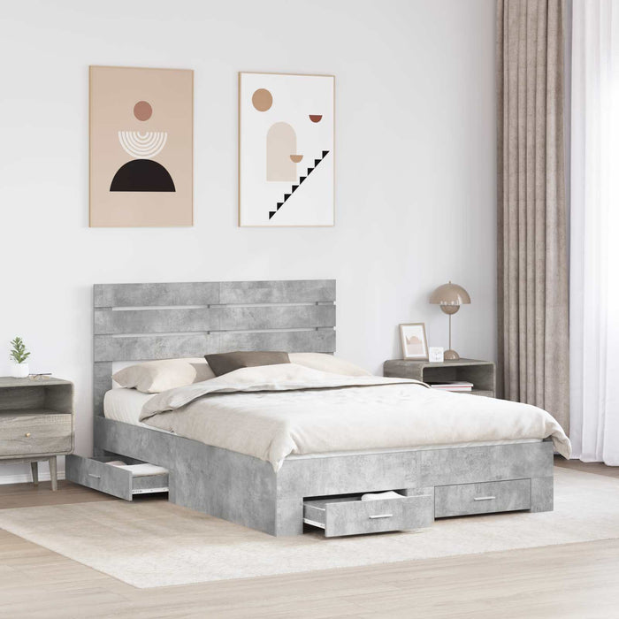 Cadru de pat cu sertar cu headboard cu depozitare Lemn compozit - WALTI WALTI