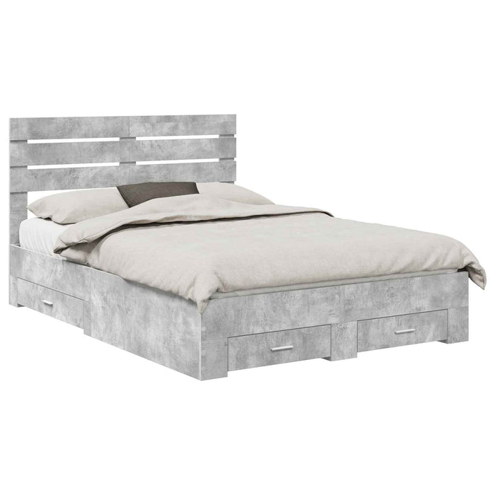 Cadru de pat cu sertar cu headboard cu depozitare Lemn compozit - WALTI WALTI
