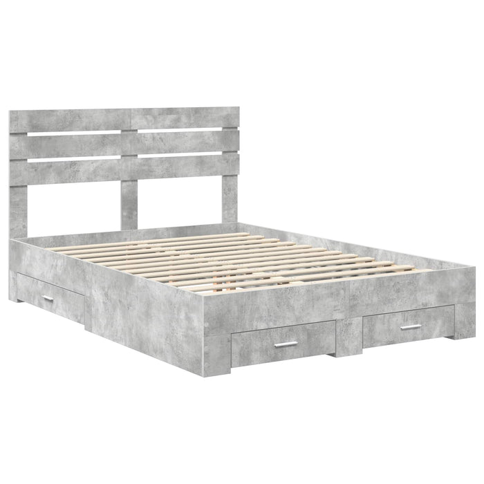 Cadru de pat cu sertar cu headboard cu depozitare Lemn compozit - WALTI WALTI