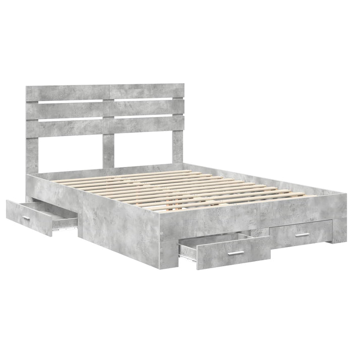 Cadru de pat cu sertar cu headboard cu depozitare Lemn compozit - WALTI WALTI