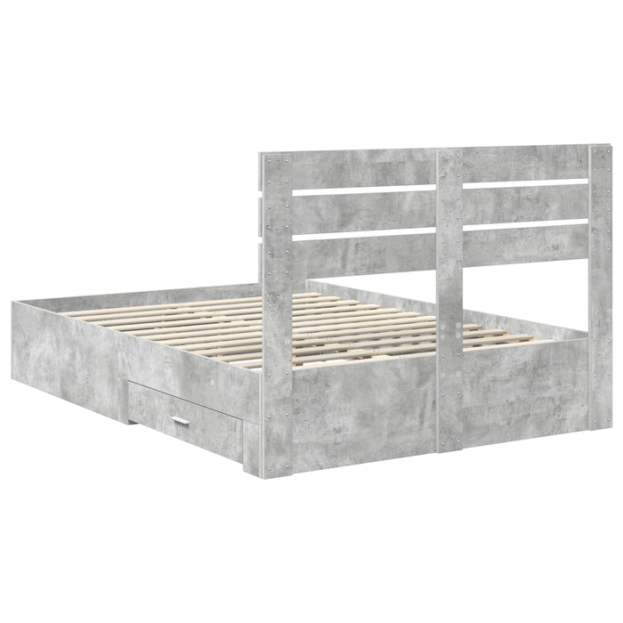 Cadru de pat cu sertar cu headboard cu depozitare Lemn compozit - WALTI WALTI