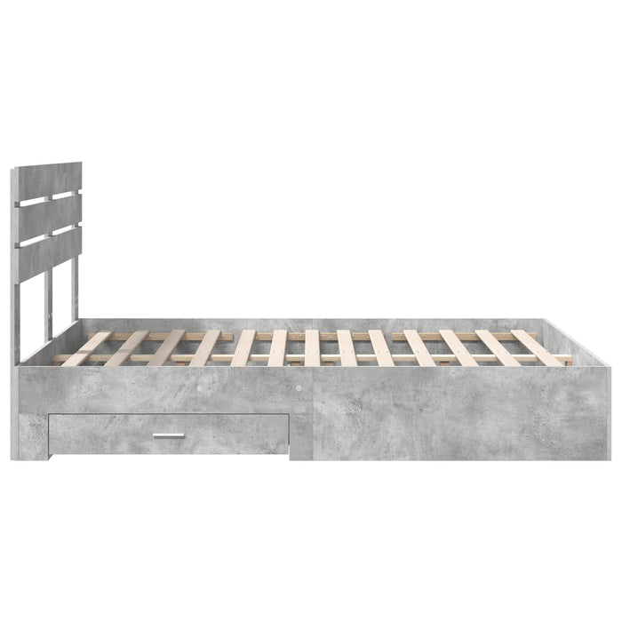 Cadru de pat cu sertar cu headboard cu depozitare Lemn compozit - WALTI WALTI