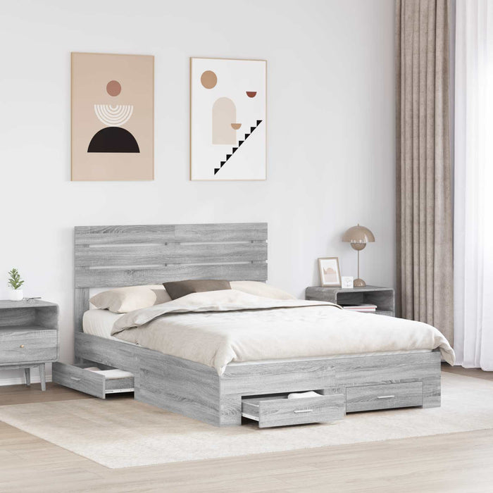 Cadru de pat cu sertar cu headboard cu depozitare Lemn compozit - WALTI WALTI