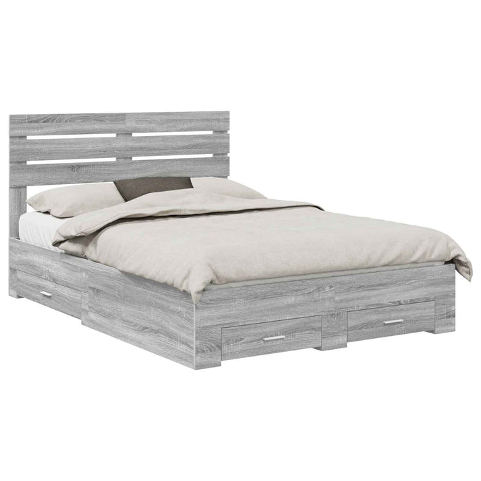 Cadru de pat cu sertar cu headboard cu depozitare Lemn compozit - WALTI WALTI