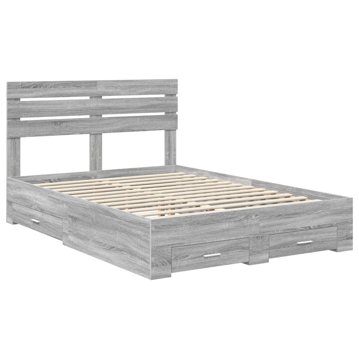 Cadru de pat cu sertar cu headboard cu depozitare Lemn compozit - WALTI WALTI