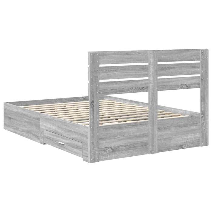 Cadru de pat cu sertar cu headboard cu depozitare Lemn compozit - WALTI WALTI