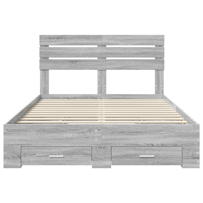 Cadru de pat cu sertar cu headboard cu depozitare Lemn compozit - WALTI WALTI