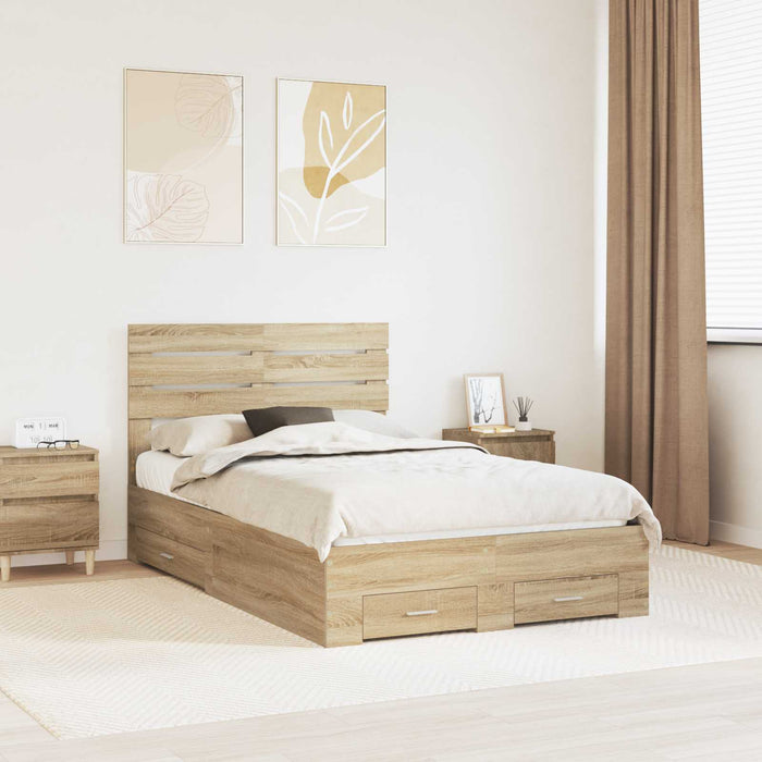 Cadru de pat cu sertar cu headboard cu depozitare Lemn compozit - WALTI WALTI