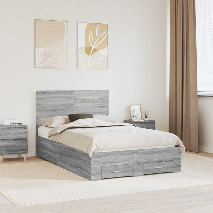 Cadru de pat cu sertar cu headboard cu depozitare Lemn compozit - WALTI WALTI