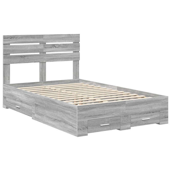 Cadru de pat cu sertar cu headboard cu depozitare Lemn compozit - WALTI WALTI
