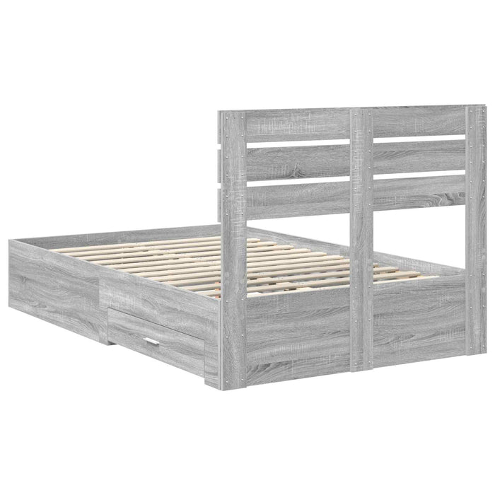 Cadru de pat cu sertar cu headboard cu depozitare Lemn compozit - WALTI WALTI