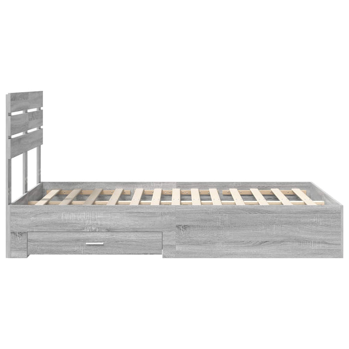 Cadru de pat cu sertar cu headboard cu depozitare Lemn compozit - WALTI WALTI