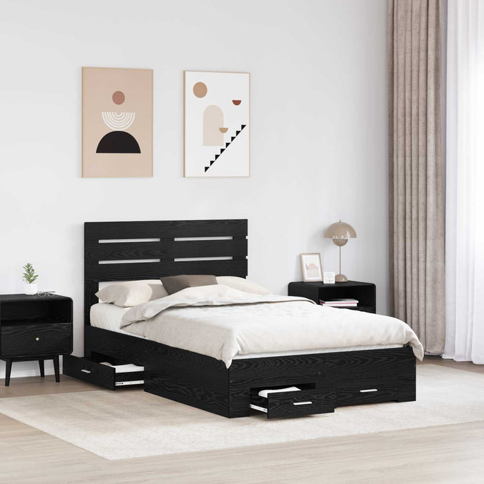 Cadru de pat cu sertar cu headboard cu depozitare Lemn compozit - WALTI WALTI