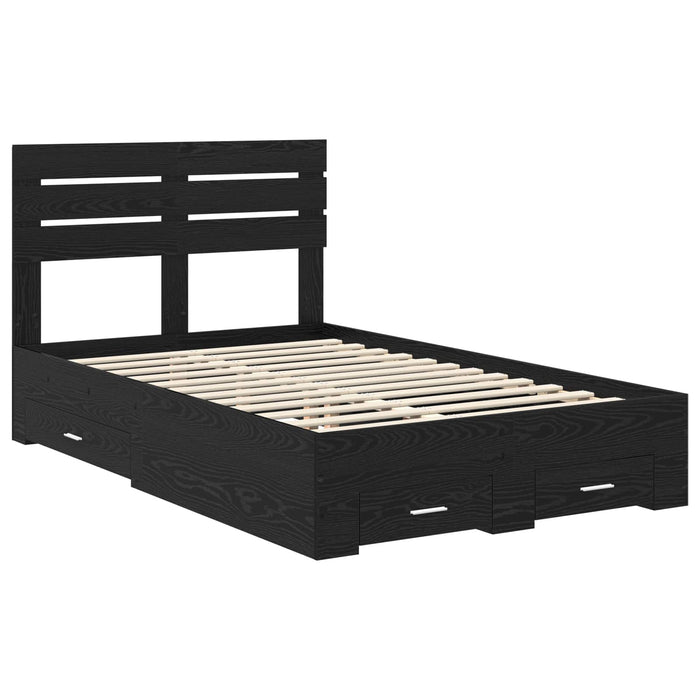 Cadru de pat cu sertar cu headboard cu depozitare Lemn compozit - WALTI WALTI