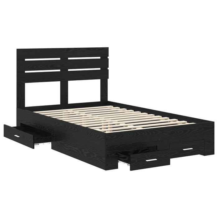 Cadru de pat cu sertar cu headboard cu depozitare Lemn compozit - WALTI WALTI