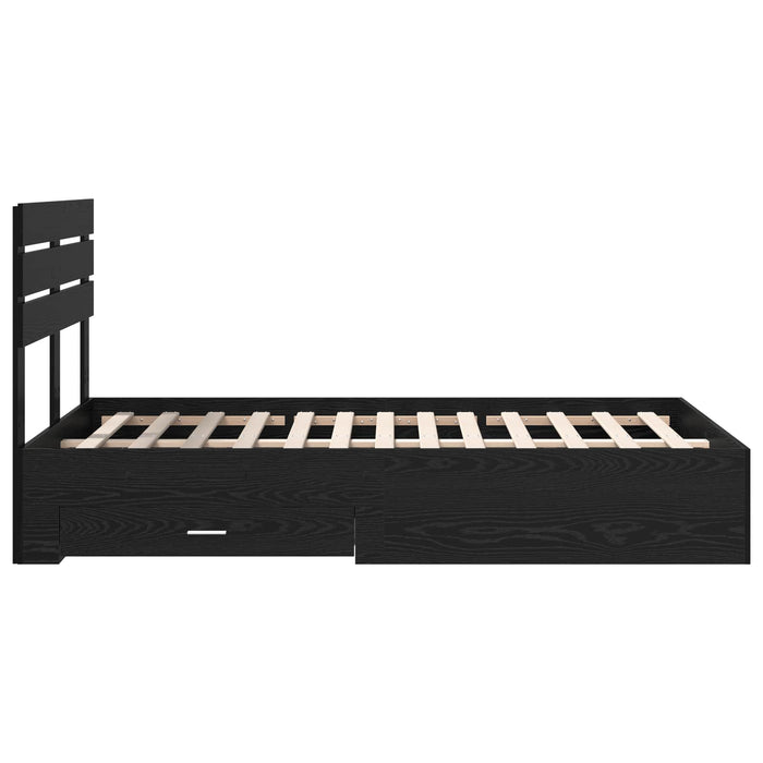 Cadru de pat cu sertar cu headboard cu depozitare Lemn compozit - WALTI WALTI