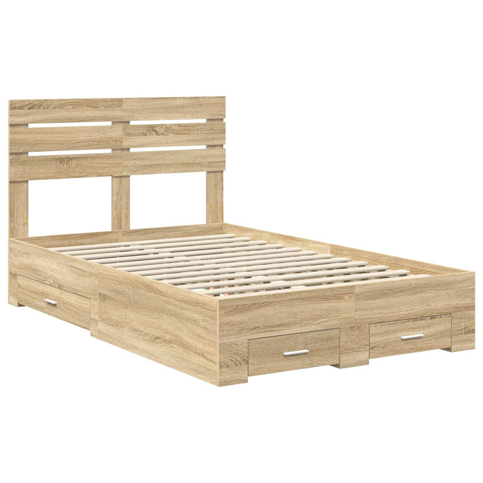 Cadru de pat cu sertar cu headboard cu depozitare Lemn compozit - WALTI WALTI