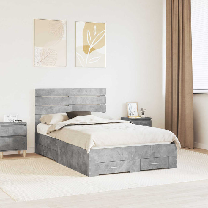 Cadru de pat cu sertar cu headboard cu depozitare Lemn compozit - WALTI WALTI