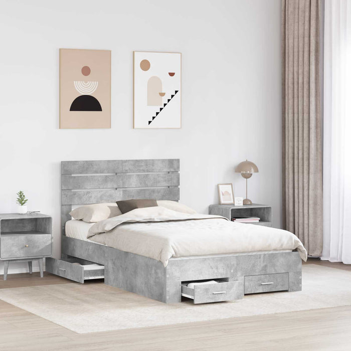 Cadru de pat cu sertar cu headboard cu depozitare Lemn compozit - WALTI WALTI