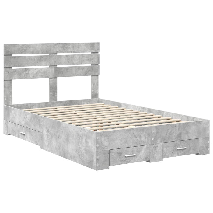 Cadru de pat cu sertar cu headboard cu depozitare Lemn compozit - WALTI WALTI