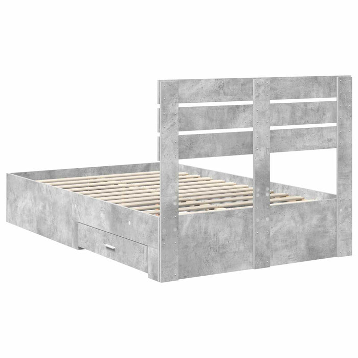 Cadru de pat cu sertar cu headboard cu depozitare Lemn compozit - WALTI WALTI