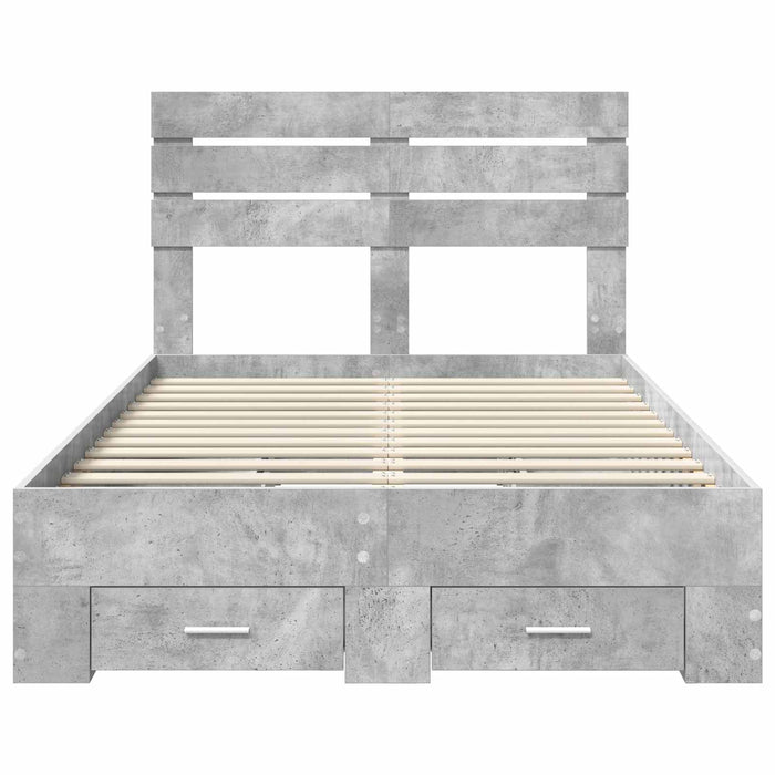 Cadru de pat cu sertar cu headboard cu depozitare Lemn compozit - WALTI WALTI
