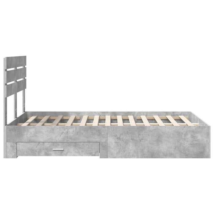 Cadru de pat cu sertar cu headboard cu depozitare Lemn compozit - WALTI WALTI