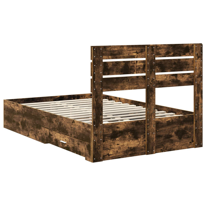 Cadru de pat cu sertar cu headboard cu depozitare Lemn compozit - WALTI WALTI