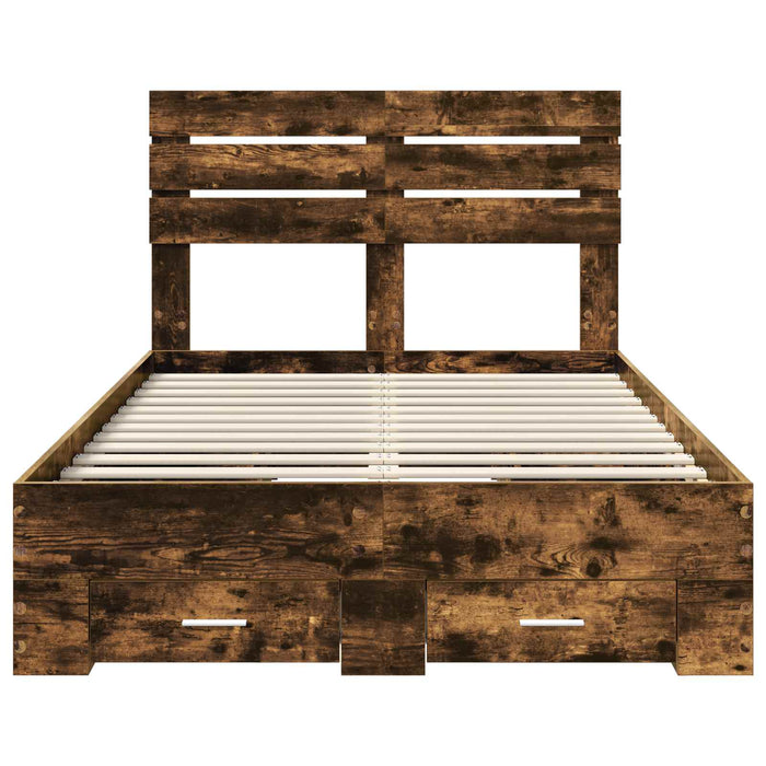 Cadru de pat cu sertar cu headboard cu depozitare Lemn compozit - WALTI WALTI