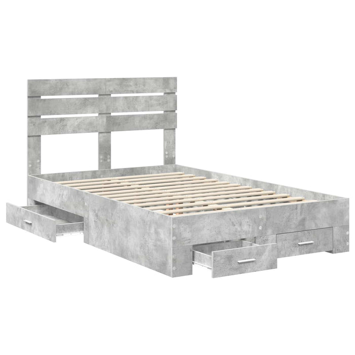 Cadru de pat cu sertar cu headboard cu depozitare Lemn compozit - WALTI WALTI