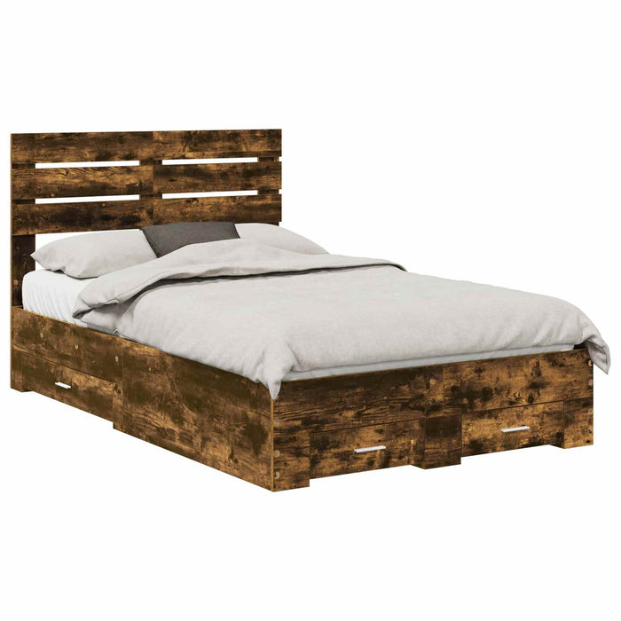 Cadru de pat cu sertar cu headboard cu depozitare Lemn compozit - WALTI WALTI