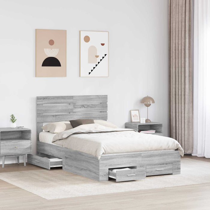 Cadru de pat cu sertar cu headboard cu depozitare Lemn compozit - WALTI WALTI