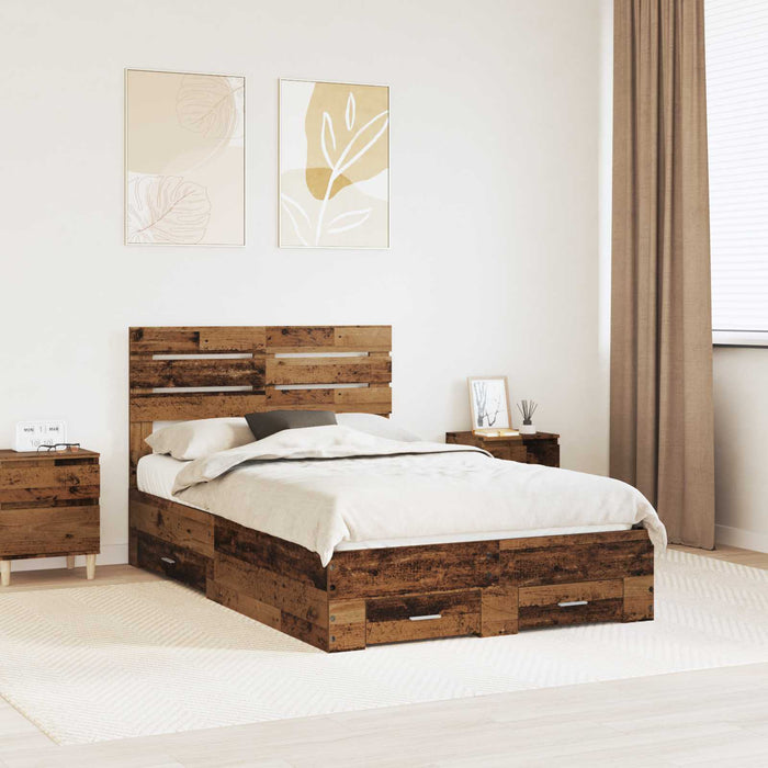 Cadru de pat cu sertar cu headboard cu depozitare Lemn compozit - WALTI WALTI