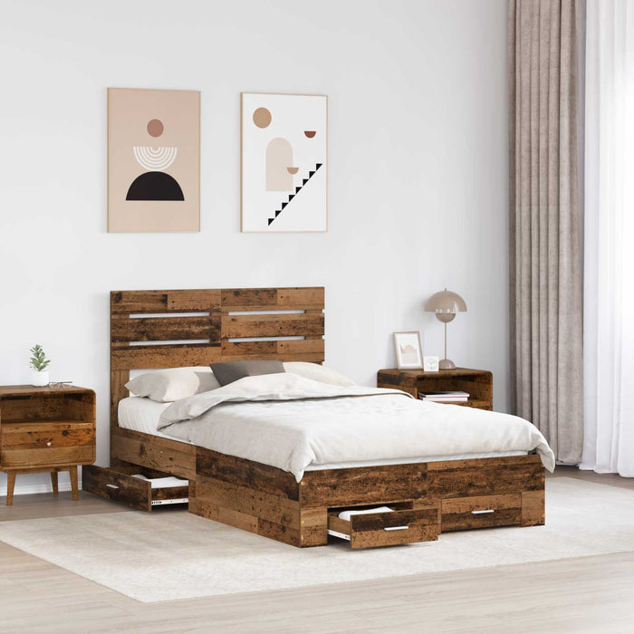 Cadru de pat cu sertar cu headboard cu depozitare Lemn compozit - WALTI WALTI