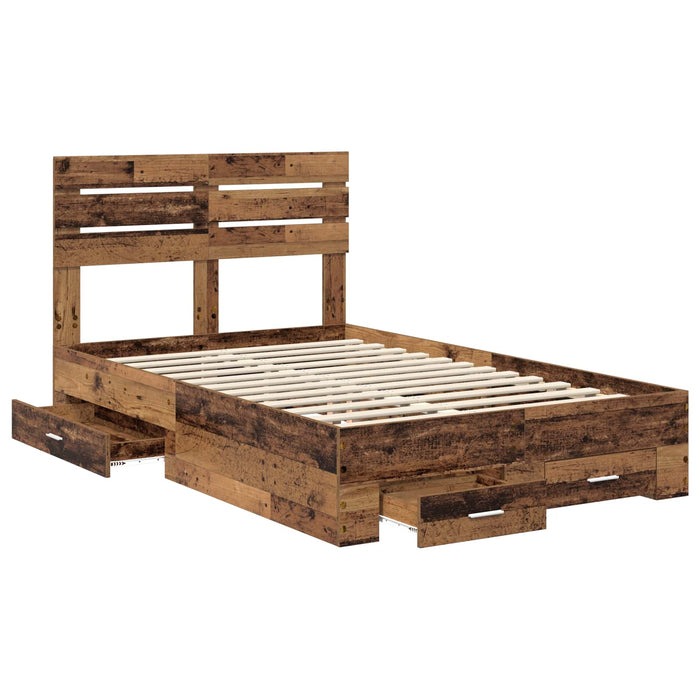 Cadru de pat cu sertar cu headboard cu depozitare Lemn compozit - WALTI WALTI