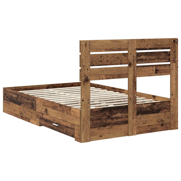 Cadru de pat cu sertar cu headboard cu depozitare Lemn compozit - WALTI WALTI