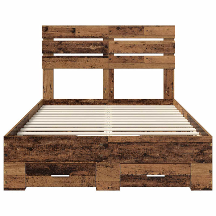 Cadru de pat cu sertar cu headboard cu depozitare Lemn compozit - WALTI WALTI