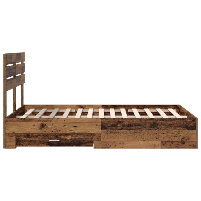 Cadru de pat cu sertar cu headboard cu depozitare Lemn compozit - WALTI WALTI