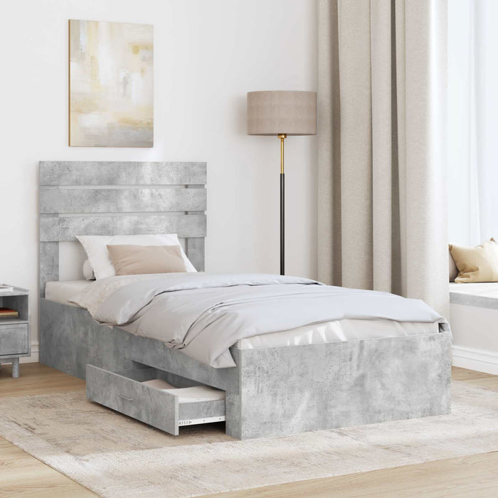 Cadru de pat cu sertar cu headboard cu depozitare Lemn compozit - WALTI WALTI